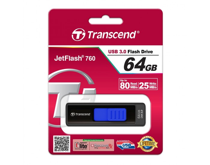 Памет Transcend 64GB JETFLASH 760, USB 3.0 (Blue) Памет Transcend 64GB JETFLASH 760, USB 3.0 (Blue)
