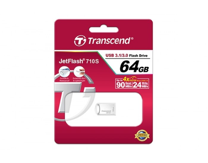 Памет Transcend 64GB JETFLASH 710, USB 3.1, Silver Plating Памет Transcend 64GB JETFLASH 710, USB 3.1, Silver Plating