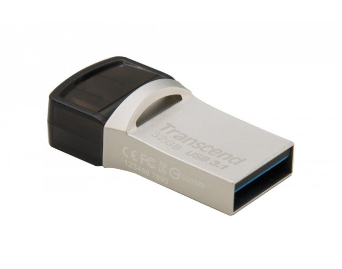Памет Transcend 32GB JETFLASH 890S, USB 3.1 Type C, Silver Plating Памет Transcend 32GB JETFLASH 890S, USB 3.1 Type C, Silver Plating