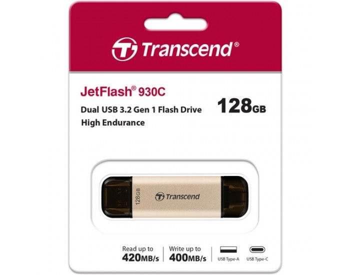 Памет Transcend 128GB, USB3.2, Pen Drive, TLC, High Speed, Type-C