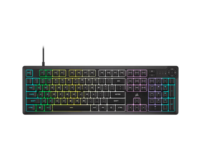 Corsair K55 CORE RGB Gaming Keyboard - Black, Fully customizable ten-zone RGB backlight, dedicated media control buttons, EAN:0840006666547