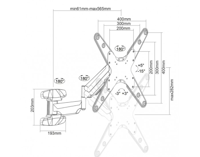 Стойка Neomounts by Newstar wall mounted gas spring TV mount (3 pivots VESA 400x400) Стойка Neomounts by Newstar wall mounted gas spring TV mount (3 pivots VESA 400x400)