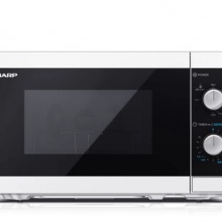 Микровълнова печка Sharp YC-MG01E-W, Manual control, Built-in microwave grill, Grill Power: 1000W, Cavity Material -steel, 20l, 800 W, White/Black door, Defrost, Cabinet Colour: White - Електроуреди
