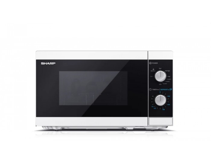 Микровълнова печка Sharp YC-MG01E-W, Manual control, Built-in microwave grill, Grill Power: 1000W, Cavity Material -steel, 20l, 800 W, White/Black door, Defrost, Cabinet Colour: White