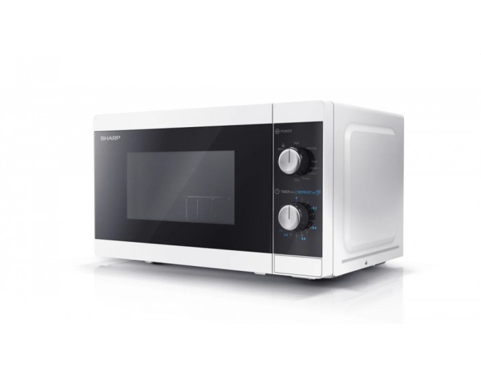 Микровълнова печка Sharp YC-MG01E-W, Manual control, Built-in microwave grill, Grill Power: 1000W, Cavity Material -steel, 20l, 800 W, White/Black door, Defrost, Cabinet Colour: White