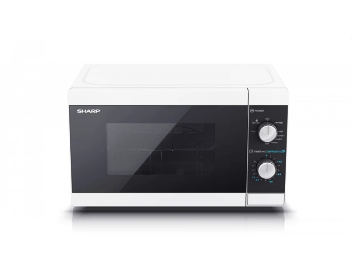 Микровълнова печка Sharp YC-MG01E-W, Manual control, Built-in microwave grill, Grill Power: 1000W, Cavity Material -steel, 20l, 800 W, White/Black door, Defrost, Cabinet Colour: White