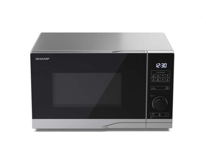 Микровълнова печка Sharp YC-PS234AE-S, Semi Digital, Cavity Material -Grey painted, 23l, 900 W, LED Display White, Timer & Clock function, Child lock, Silver door, Defrost, Cabinet Colour: Silver Микровълнова печка Sharp YC-PS234AE-S, Semi Digital, Cavity Material -Grey painted, 23l, 900 W, LED Display White, Timer & Clock function, Child lock, Silver door, Defrost, Cabinet Colour: Silver