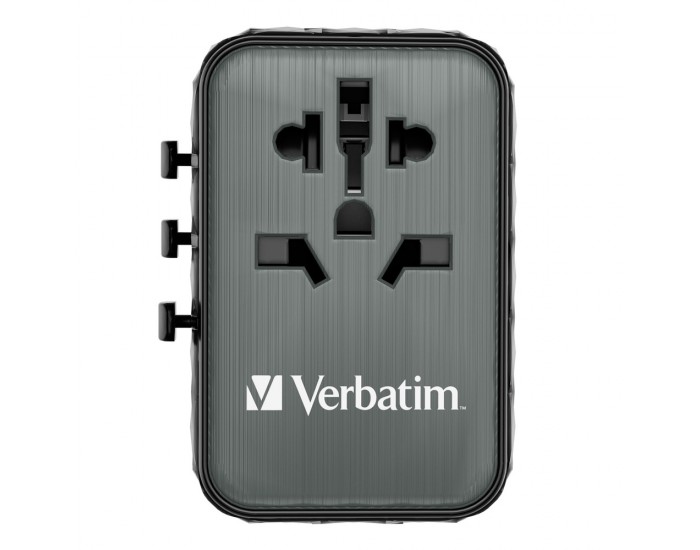 Адаптер Verbatim UTA-05 GaN III Universal Travel Adapter with 2 x USB-C PD 65W & QC 4+ / 2 x USB-A Адаптер Verbatim UTA-05 GaN III Universal Travel Adapter with 2 x USB-C PD 65W & QC 4+ / 2 x USB-A
