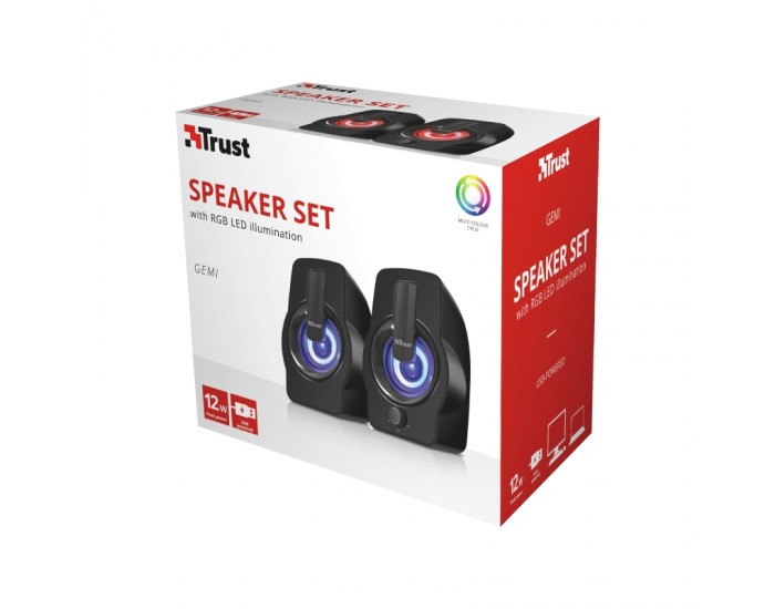 Тонколони TRUST Gemi 2.0 Speaker RGB Black Тонколони TRUST Gemi 2.0 Speaker RGB Black