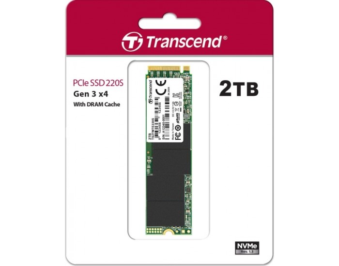 Твърд диск Transcend 2TB, M.2 2280, PCIe Gen3x4, M-Key, 3D TLC, with Dram Твърд диск Transcend 2TB, M.2 2280, PCIe Gen3x4, M-Key, 3D TLC, with Dram