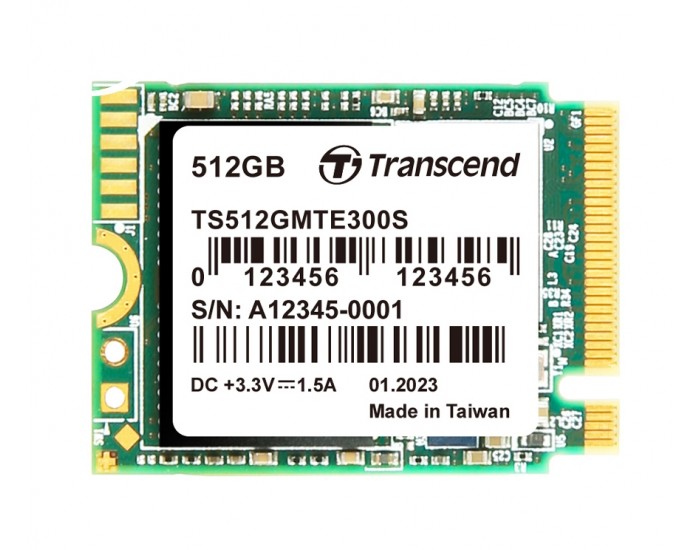 Твърд диск Transcend 512GB, M.2 2230, PCIe Gen3x4, NVMe, 3D TLC, DRAM-less Твърд диск Transcend 512GB, M.2 2230, PCIe Gen3x4, NVMe, 3D TLC, DRAM-less