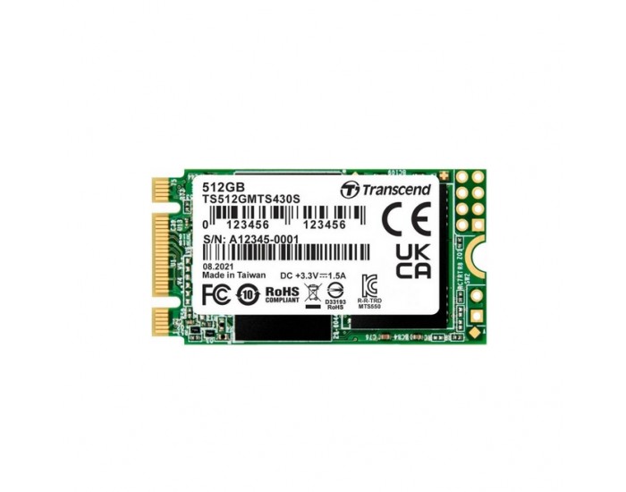 Твърд диск Transcend 512GB, M.2 2242 SSD, SATA3 B+M Key, TLC