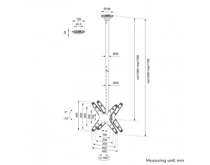 Стойка Neomounts by Newstar Back to Back Screen Ceiling Mount (Height: 106-156 cm) Стойка Neomounts by Newstar Back to Back Screen Ceiling Mount (Height: 106-156 cm)