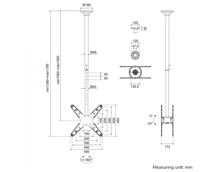 Стойка Neomounts by Newstar Back to Back Screen Ceiling Mount (Height: 106-156 cm) Стойка Neomounts by Newstar Back to Back Screen Ceiling Mount (Height: 106-156 cm)