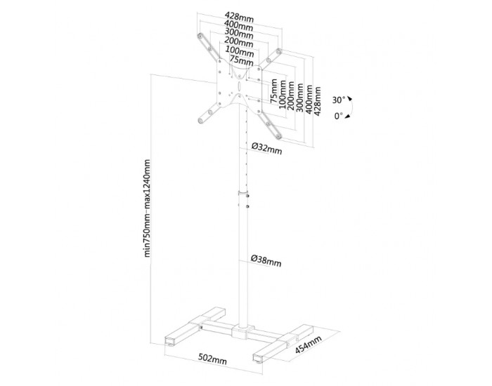 Стойка Neomounts by NewStar Flat Screen Floor Stand (height: 75-124 cm) Стойка Neomounts by NewStar Flat Screen Floor Stand (height: 75-124 cm)