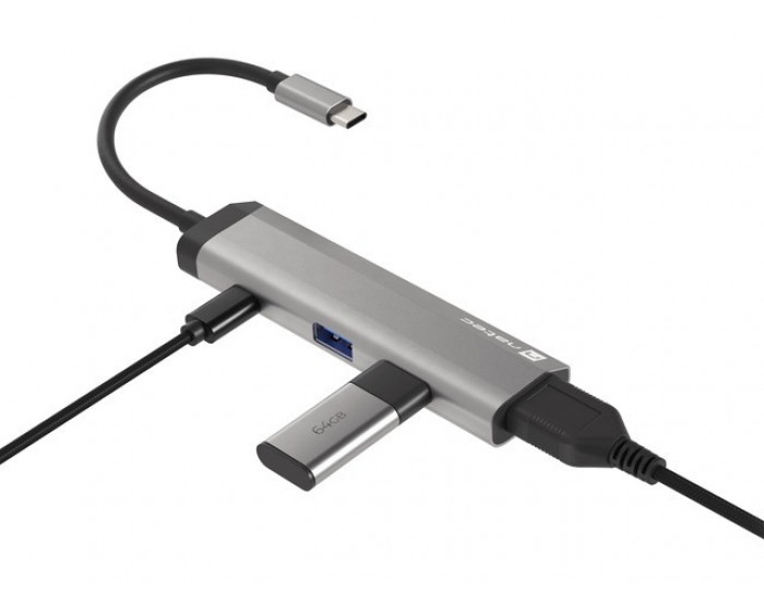 Докинг станция Natec Fowler Multiport Adapter 4 in 1, 2xUSB 3.0 HUB, HDMI 4K, USB-C PD, Slim Докинг станция Natec Fowler Multiport Adapter 4 in 1, 2xUSB 3.0 HUB, HDMI 4K, USB-C PD, Slim