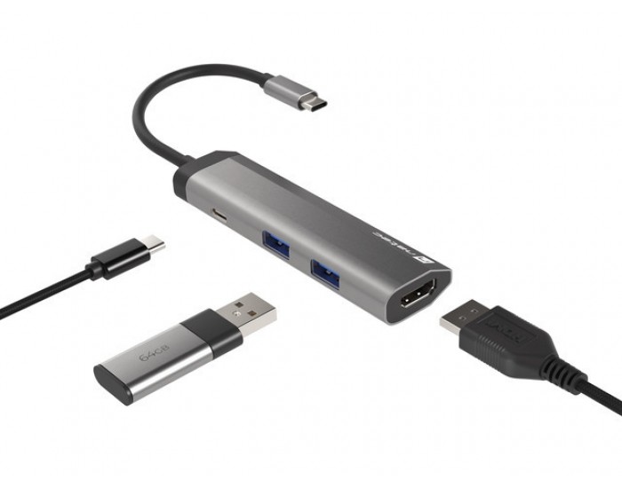 Докинг станция Natec Fowler Multiport Adapter 4 in 1, 2xUSB 3.0 HUB, HDMI 4K, USB-C PD, Slim Докинг станция Natec Fowler Multiport Adapter 4 in 1, 2xUSB 3.0 HUB, HDMI 4K, USB-C PD, Slim