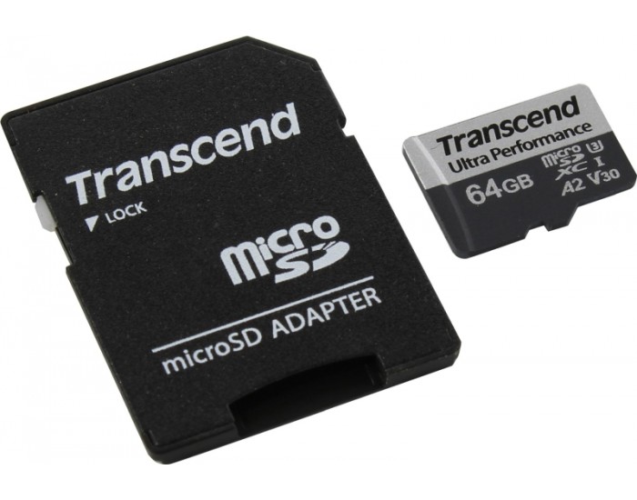 Памет Transcend 64GB microSD with adapter UHS-I U3 A2 Ultra Performance Памет Transcend 64GB microSD with adapter UHS-I U3 A2 Ultra Performance