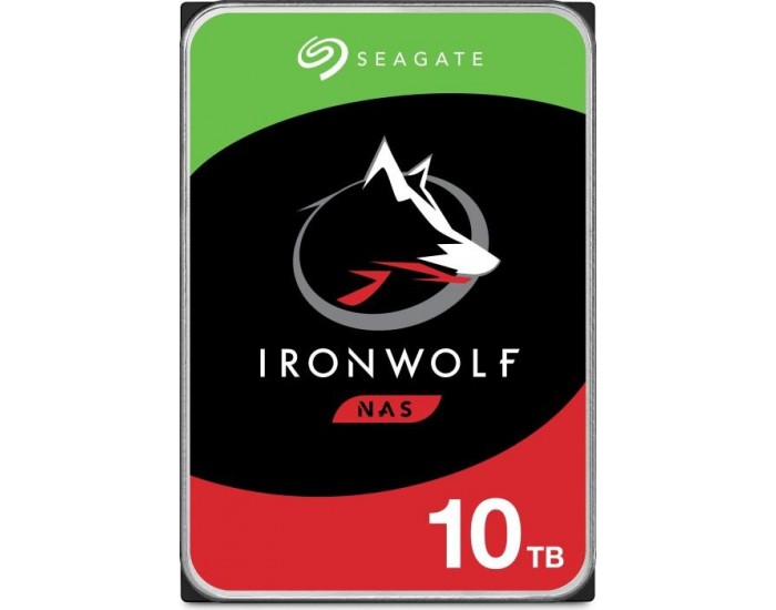 SEAGATE Ironwolf NAS HDD 10TB 7200rpm 6Gb/s SATA 256MB cache 8.9cm 3.5inch 24x7 CMR for NAS and RAID Rackmount Systems BLK