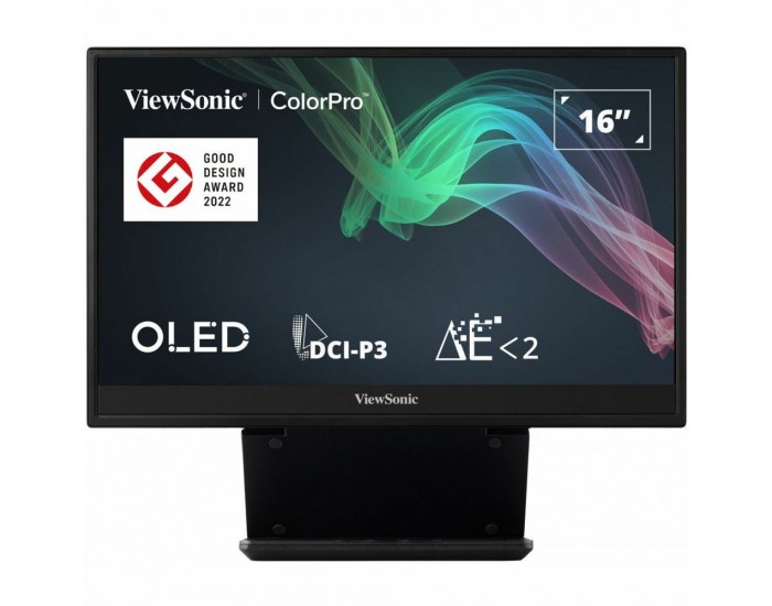 VIEWSONIC VP16-OLED 15.6inch 1920x1080 16:9 FHD Portable OLED monitor Micro HDMI 2 USB-C speakers integration hood foldable stand