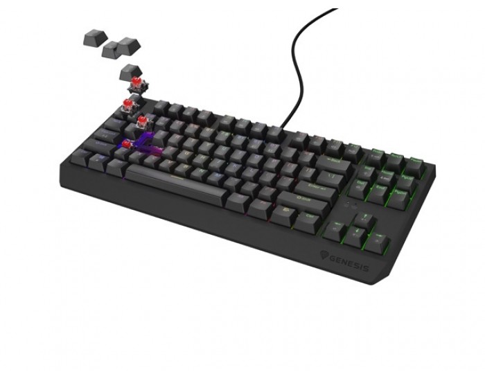 Клавиатура Genesis Gaming Keyboard Thor 230 TKL US RGB Mechanical Outemu Red Black Hot Swap Клавиатура Genesis Gaming Keyboard Thor 230 TKL US RGB Mechanical Outemu Red Black Hot Swap