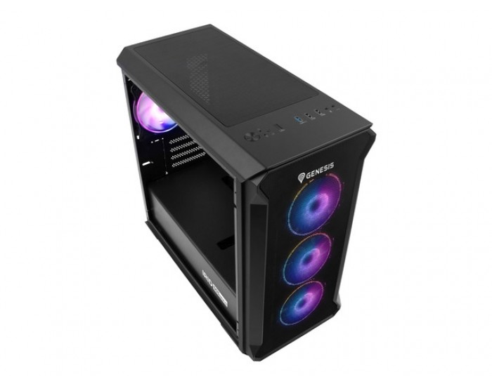 Кутия за компютър Genesis PC Case Irid 503 ARGB V2 MATX Mini Tower Window, Black Кутия за компютър Genesis PC Case Irid 503 ARGB V2 MATX Mini Tower Window, Black