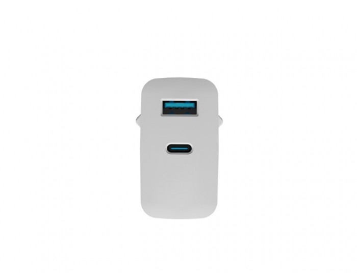 Адаптер Natec USB Charger Ribera Gan 1X USB-A + 1X USB-C 45W, White Адаптер Natec USB Charger Ribera Gan 1X USB-A + 1X USB-C 45W, White