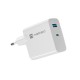 Адаптер Natec USB Charger Ribera Gan 1X USB-A + 1X USB-C 45W, White Адаптер Natec USB Charger Ribera Gan 1X USB-A + 1X USB-C 45W, White