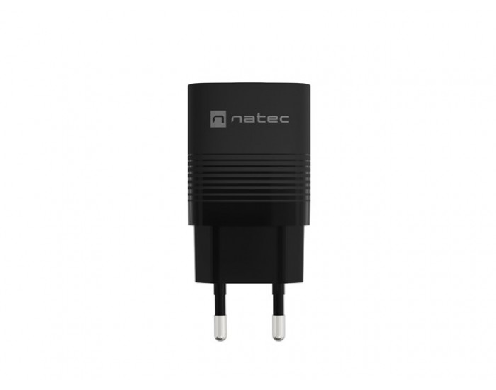 Адаптер Natec USB Charger Ribera Gan 1X USB-A + 1X USB-C 30W, Black