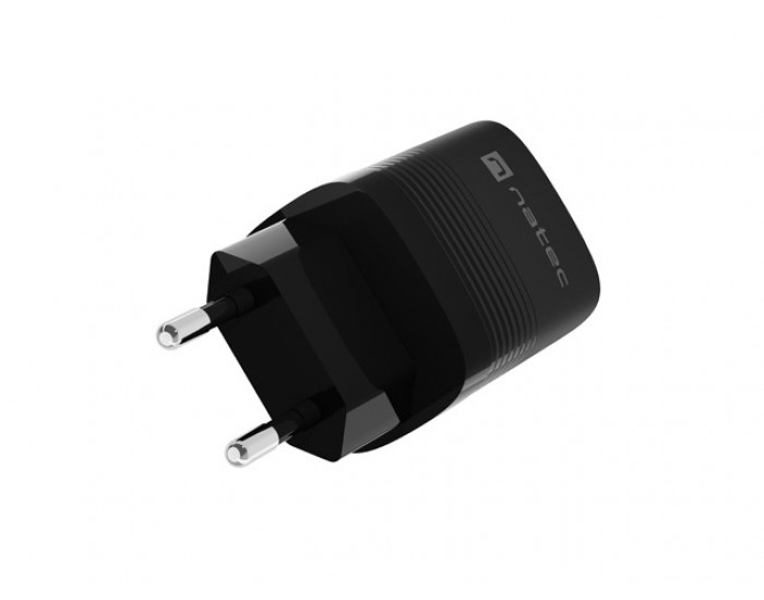 Адаптер Natec USB Charger Ribera Gan 1X USB-A + 1X USB-C 30W, Black