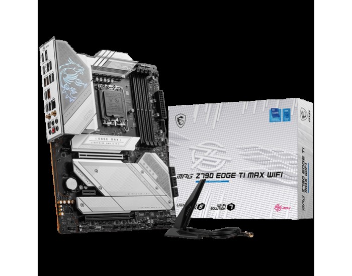 MSI MPG Z790 EDGE TI MAX WIFI, ATX, LGA 1700, Dual Channel 4xDDR5 7800+(OC)MHz, 2x PCIe x16 slots, 5x M.2 slots, 1x HDMI, 1x DP, 1x USB 3.2 Gen 2x2, 4x USB 3.2 Gen 2, 4x USB 2.0, Type-C, 7.1 HD Audio, 2.5Gbps LAN, WI-FI 6E, BT, 3Y MSI MPG Z790 EDGE TI MAX WIFI, ATX, LGA 1700, Dual Channel 4xDDR5 7800+(OC)MHz, 2x PCIe x16 slots, 5x M.2 slots, 1x HDMI, 1x DP, 1x USB 3.2 Gen 2x2, 4x USB 3.2 Gen 2, 4x USB 2.0, Type-C, 7.1 HD Audio, 2.5Gbps LAN, WI-FI 6E, BT, 3Y