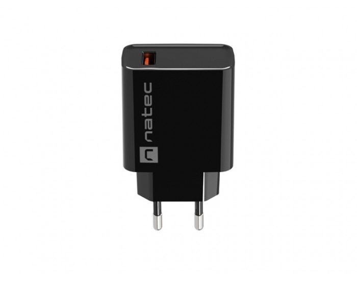 Адаптер Natec USB Charger Ribera 1X USB-A 18W, Black Адаптер Natec USB Charger Ribera 1X USB-A 18W, Black