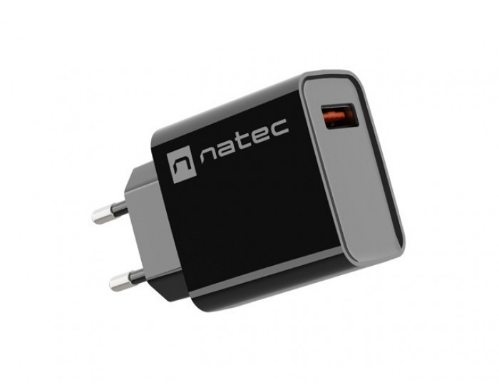 Адаптер Natec USB Charger Ribera 1X USB-A 18W, Black Адаптер Natec USB Charger Ribera 1X USB-A 18W, Black