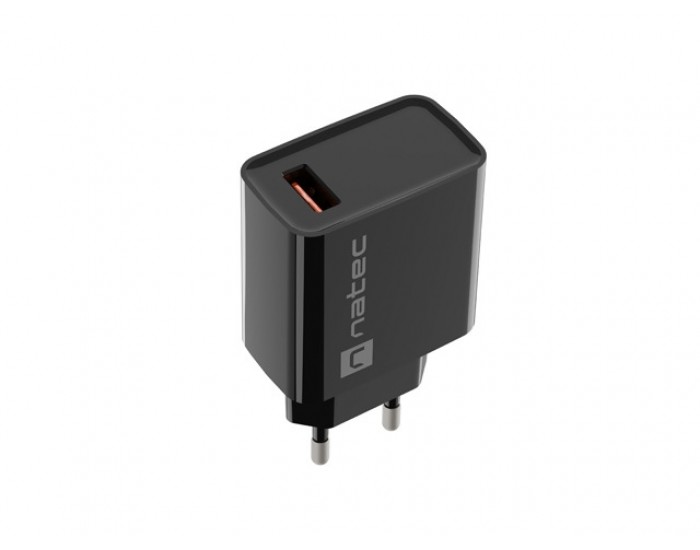 Адаптер Natec USB Charger Ribera 1X USB-A 18W, Black Адаптер Natec USB Charger Ribera 1X USB-A 18W, Black