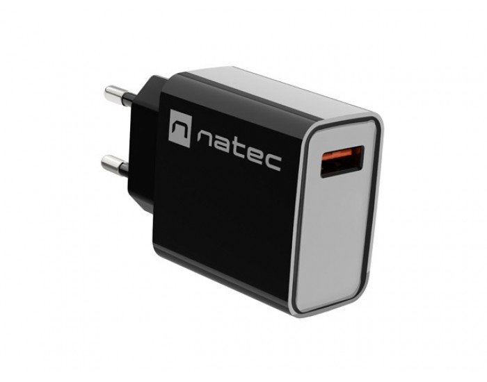 Адаптер Natec USB Charger Ribera 1X USB-A 18W, Black Адаптер Natec USB Charger Ribera 1X USB-A 18W, Black