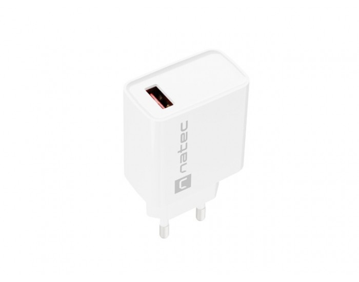 Адаптер Natec USB Charger Ribera 1X USB-A 18W, White Адаптер Natec USB Charger Ribera 1X USB-A 18W, White