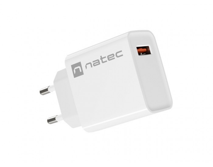 Адаптер Natec USB Charger Ribera 1X USB-A 18W, White Адаптер Natec USB Charger Ribera 1X USB-A 18W, White