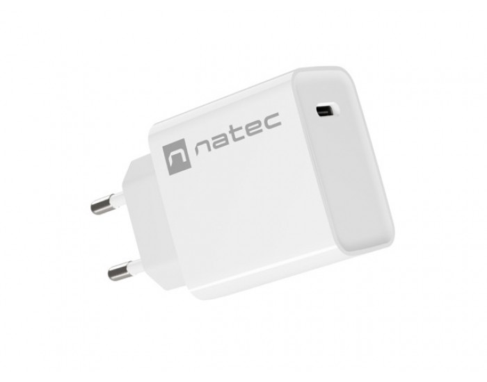 Адаптер Natec USB Charger Ribera 1X USB-C 20W, White Адаптер Natec USB Charger Ribera 1X USB-C 20W, White