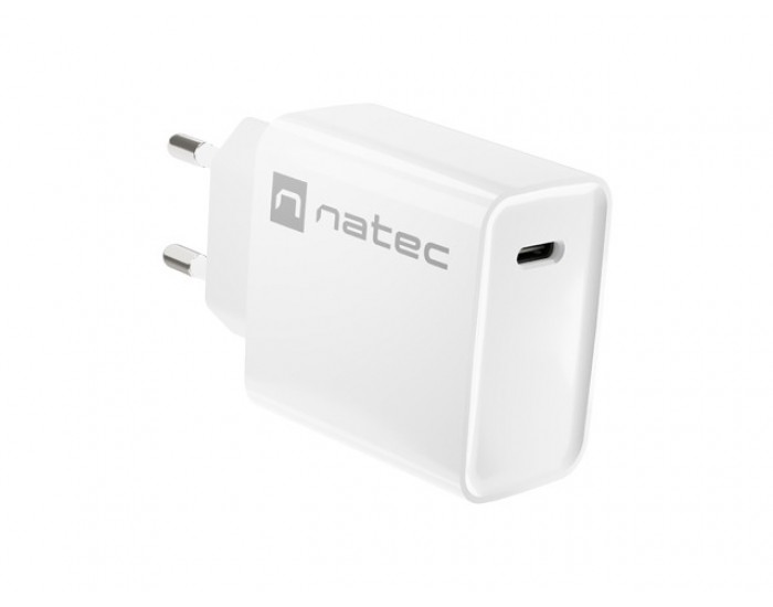 Адаптер Natec USB Charger Ribera 1X USB-C 20W, White Адаптер Natec USB Charger Ribera 1X USB-C 20W, White