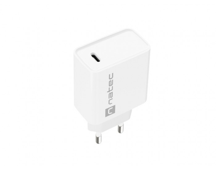 Адаптер Natec USB Charger Ribera 1X USB-C 20W, White Адаптер Natec USB Charger Ribera 1X USB-C 20W, White