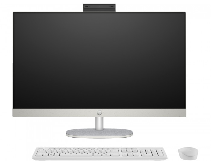 Настолен компютър - всичко в едно HP All-in-One 27-cr1003nu Shell White, Ultra 5-125U(up to 4.3GHz/12MB/12C), 27" FHD AG IPS + FHD IR Camera, 8GB 5600Mhz 1DIMM, 512GB PCIe SSD, WiFi 6+BT, HP Keyboard & HP Mouse, Free DOS, 2Y Warranty
