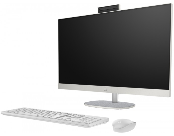 Настолен компютър - всичко в едно HP All-in-One 27-cr1003nu Shell White, Ultra 5-125U(up to 4.3GHz/12MB/12C), 27" FHD AG IPS + FHD IR Camera, 8GB 5600Mhz 1DIMM, 512GB PCIe SSD, WiFi 6+BT, HP Keyboard & HP Mouse, Free DOS, 2Y Warranty