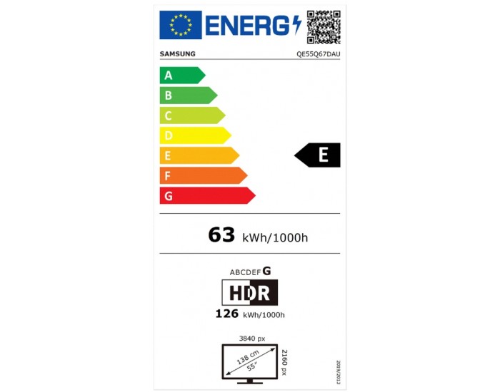 Телевизор Samsung 55" 55Q67D AI 4K QLED, SMART, Wireless, Network, PIP, Bluetooth 5.2, 3xHDMI, 2xUSB, Black