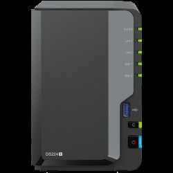 Synology DS224+,Tower, 2-bays 3.5'' SATA HDD/SSD, CPU Intel Celeron J4125 4-core (4-thread) 2.0 GHz, burst up to 2.7 GHz; 2GB DDR4 (expandable up to 6 GB) ; 2 x RJ-45 1GbE LAN Ports; 2x USB 3.2 Gen 1; 1.3 kg; 2yr warranty - Сървъри и Сторидж системи