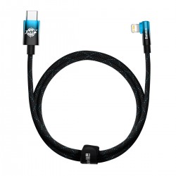 Кабел Baseus MVP 2 Elbow-shaped Fast Charging Type-C към Lightning 20W 1м CAVP000221 - черен-син - Разклонители, Зарядни и Кабели