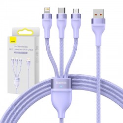 Кабел Baseus Flash Series II USB-A / USB-C / Lightning / micro USB 66W 480Mbps 1.2 м CASS040005 - лилав - Разклонители, Зарядни и Кабели