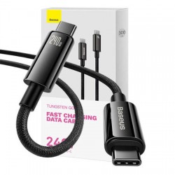 Кабел Baseus Tungsten Gold 240W USB-C към USB-C 1м CAWJ040001 - черен - Разклонители, Зарядни и Кабели