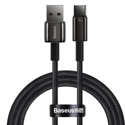 Кабел Baseus Tungsten Gold 100W USB-A към USB-C 2м CAWJ000101 - черен - Разклонители, Зарядни и Кабели