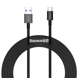 Кабел Baseus Superior CATYS-A01 USB-A към USB-C, 66W, 2м, черен - Разклонители, Зарядни и Кабели