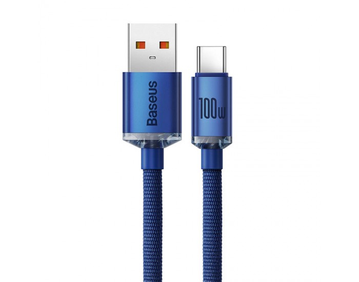 Кабел Baseus Crystal Shine USB Type A към USB Type C 100W 2м CAJY000503 - син